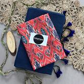 Firoji Handloom Khadi Cotton Saree With Ikkat Print Blouse
